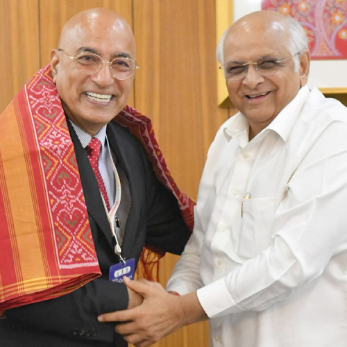 CM Shri Bhupendra Patel holds a one-on-one meeting with Shri Randhir Thakur, Tata Electronics CEO and MD